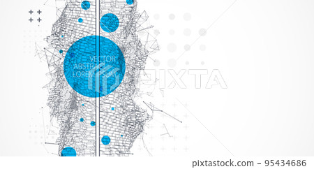 Modern square science or technology elements. Trendy abstract background. Cyberspace surface illustration. Vector. 95434686