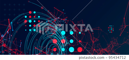Abstract background with particles. Digital streaming background, wave flow. Plexus background. Technology vector illustration 95434712