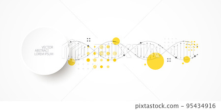 Science template, wallpaper or banner with a DNA molecules. Vector Science template, wallpaper or banner with a DNA molecules. Vector 95434916