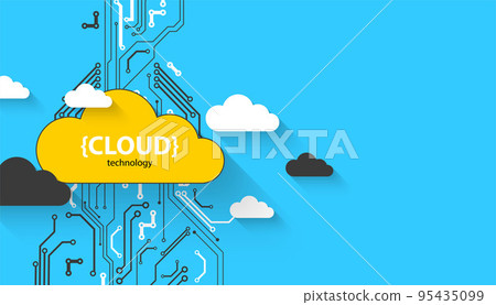 Cloud storage technology. Integrated digital web concept background. 95435099