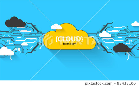 Cloud storage technology. Integrated digital web concept background. 95435100