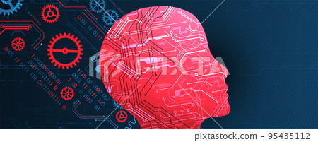 Artificial intelligence (AI) and big data concept. Machine cyber mind.  Technology vector background. 95435112