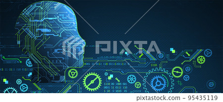 Artificial intelligence (AI) and big data concept. Machine cyber mind.  Technology vector background. 95435119