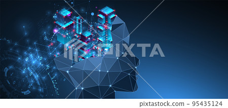 Artificial intelligence (AI) and big data concept. Machine cyber mind.  Technology vector background. 95435124