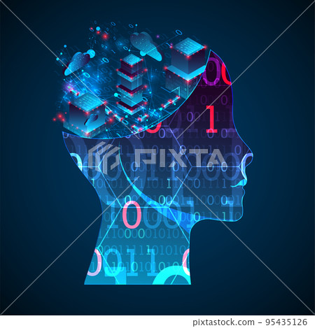 Artificial intelligence (AI) and big data concept. Machine cyber mind.  Technology vector background. 95435126