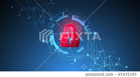 Personal data security Illustrates cyber data or information privacy idea. Color abstract  internet technology. 95435293