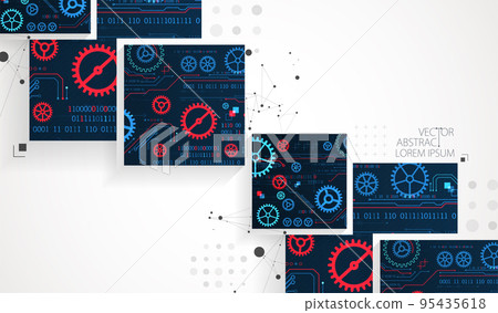 Abstract square background on technological and scientific topics. Various techno details with using digital code. Vector format. Abstract square background on technological and scientific topics. Various techno details with using digital code. Vector format. 95435618