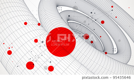 Modern science or technology art background. Vector wireframe spiral abstraction. 95435646