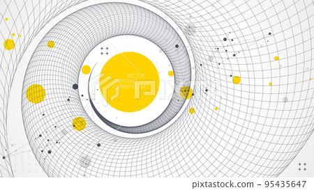Modern science or technology art background. Vector wireframe spiral abstraction. 95435647