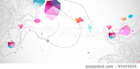 Vector abstract landscape geodesy topography map background. Art Line texture pattern. 95435654