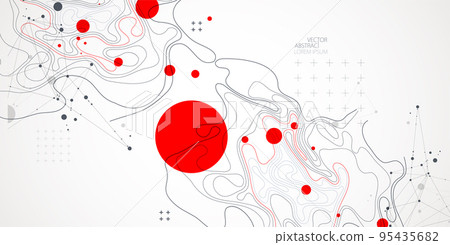 Vector abstract landscape geodesy topography map background. Art Line texture pattern. 95435682