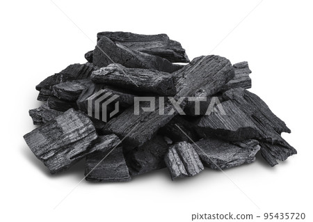 Natural wooden charcoal isolated on white background with full depth of field Natural wooden charcoal isolated on white background with full depth of field 95435720
