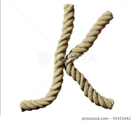 old natural fiber rope bent in the form of letter K old natural fiber rope bent in the form of letter K 95435842