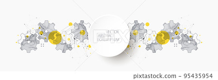 Modern science or technology abstract background using cogwheel. Wireframe spot surface illustration. Vector. Modern science or technology abstract background using cogwheel. Wireframe spot surface illustration. Vector. 95435954