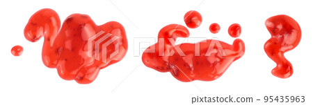 Red strawberry jam isolated on white background and full depth of field, Top view. Flat lay 95435963