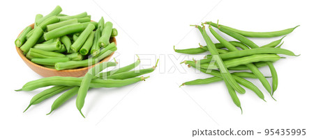 Green beans isolated on a white background and full depth of field, Green beans isolated on a white background and full depth of field, 95435995