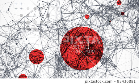 Abstract polygonal vector background with connecting dots and lines. Plexus effect digital data visualization. 95436881