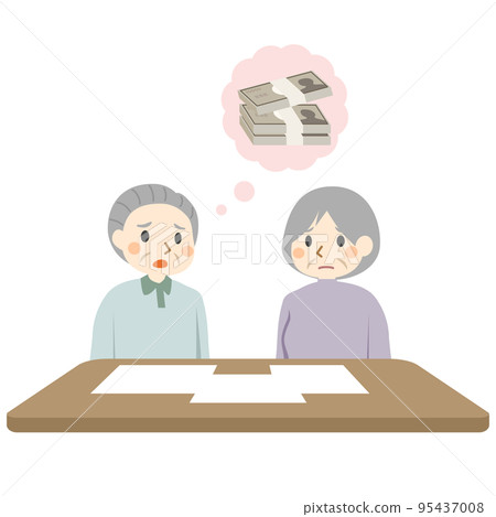 An elderly couple consults about money 95437008