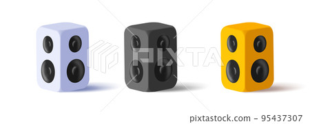 3d icons of sound music columns boom box in three colors 3d icons of sound music columns boom box in three colors 95437307