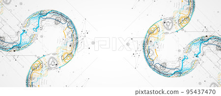 Abstract color vector background on a technological theme is created using many different technical elements. Global network concept. Abstract color vector background on a technological theme is created using many different technical elements. Global network concept. 95437470