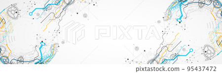 Abstract color vector background on a technological theme is created using many different technical elements. Global network concept. Abstract color vector background on a technological theme is created using many different technical elements. Global network concept. 95437472