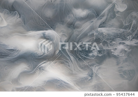 Abstract fluid acrylic painting. Marbled white abstract Ink cloud on black background. Liquid marble pattern. Modern art. Abstract fluid acrylic painting. Marbled white abstract Ink cloud on black background. Liquid marble pattern. Modern art. 95437644