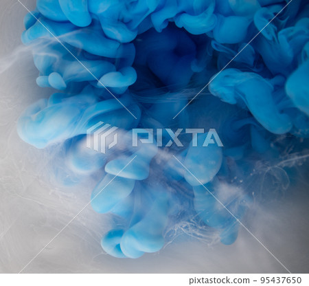 Abstract fluid acrylic painting. Marbled white abstract Ink cloud on blue background. Liquid marble pattern. Modern art. Abstract fluid acrylic painting. Marbled white abstract Ink cloud on blue background. Liquid marble pattern. Modern art. 95437650