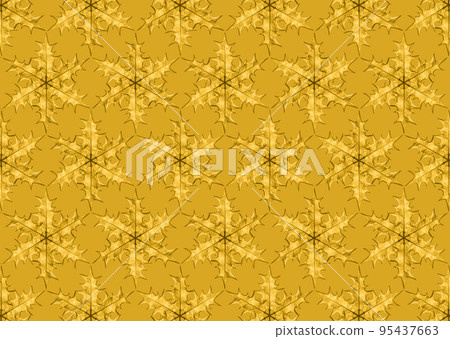 Snowflakes drawn with holly leaves, golden Christmas pattern Snowflakes drawn with holly leaves, golden Christmas pattern 95437663