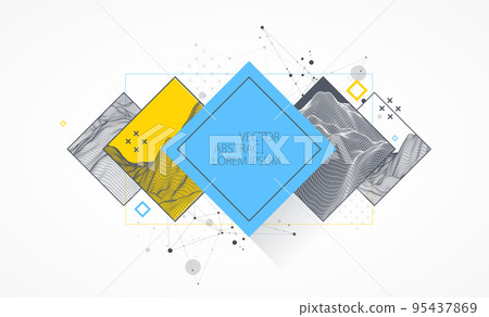 Modern science or technology elements in square. Trendy abstract background. Surface illustration. Vector. 95437869