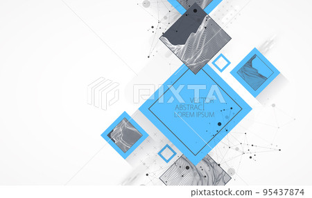 Modern science or technology elements in square. Trendy abstract background. Surface illustration. Vector. Modern science or technology elements in square. Trendy abstract background. Surface illustration. Vector. 95437874
