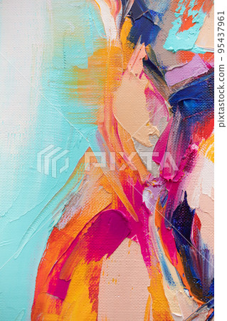 Multicolored texture painting. Abstract art background. oil on canvas. Concept of the modern school of art. Multicolored texture painting. Abstract art background. oil on canvas. Concept of the modern school of art. 95437961