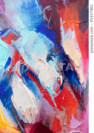 Multicolored texture painting. Abstract art background. oil on canvas. Concept of the modern school of art. Multicolored texture painting. Abstract art background. oil on canvas. Concept of the modern school of art. 95437962