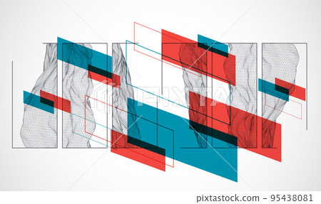 Modern science or technology elements. Trendy abstract background. Surface illustration. Vector. 95438081