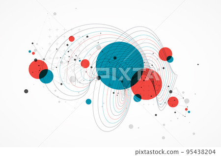 Abstract scientific background with a twisted figure and plexus effect. Abstract scientific background with a twisted figure and plexus effect. 95438204