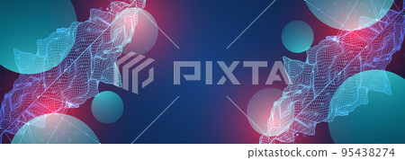 Modern science or technology art elements. Trendy abstract wireframe background. Surface illustration. Vector. Modern science or technology art elements. Trendy abstract wireframe background. Surface illustration. Vector. 95438274