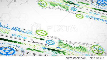Abstract color vector background on a technological theme is created using many different technical elements. Global network concept. 95438314