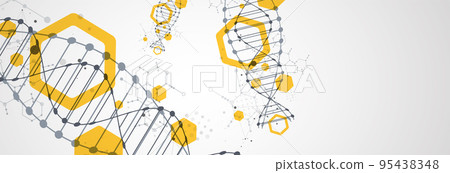 Abstract futuristic background for design works.Science template, wallpaper or banner with a DNA molecules. Abstract futuristic background for design works.Science template, wallpaper or banner with a DNA molecules. 95438348