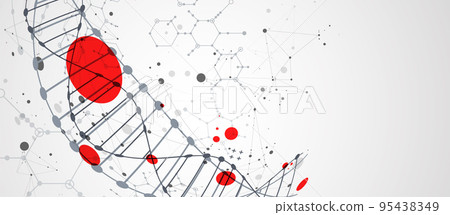 Abstract futuristic background for design works.Science template, wallpaper or banner with a DNA molecules. 95438349