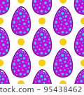 Seamless pattern with vector cartoon Easter eggs 95438462
