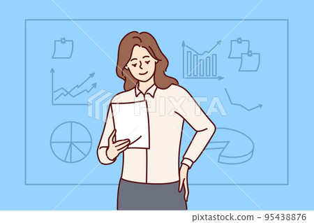 Businesswoman make presentation in office Businesswoman make presentation in office 95438876