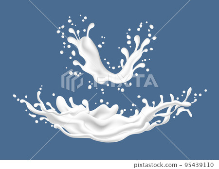 White liquid on blue background. White liquid on blue background. 95439110