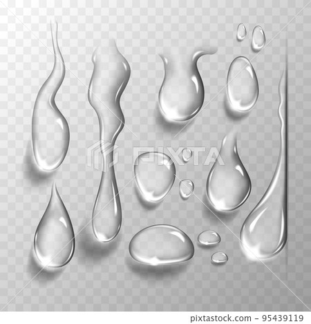 Set of water drops on transparent background. Set of water drops on transparent background. 95439119
