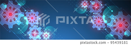 Abstract technological background with glowing cogwheels. Vector Abstract technological background with glowing cogwheels. Vector 95439181