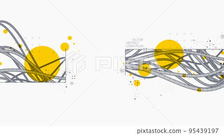 Vector abstract background with a wireframe dynamic pipes, line and particles. 95439197