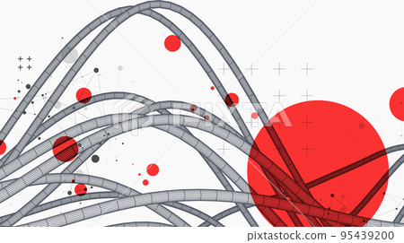 Vector abstract background with a wireframe dynamic pipes, line and particles. 95439200