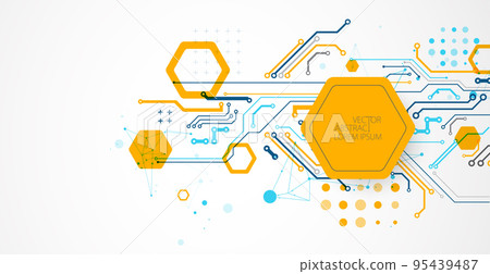 bstract technology concept. Circuit board, high computer color background. Vector illustration with space for content, web - template, business tech presentation. bstract technology concept. Circuit board, high computer color background. Vector illustration with space for content, web - template, business tech presentation. 95439487