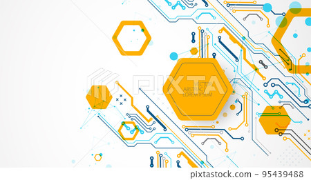 bstract technology concept. Circuit board, high computer color background. Vector illustration with space for content, web - template, business tech presentation. 95439488