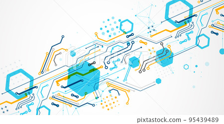 bstract technology concept. Circuit board, high computer color background. Vector illustration with space for content, web - template, business tech presentation. bstract technology concept. Circuit board, high computer color background. Vector illustration with space for content, web - template, business tech presentation. 95439489