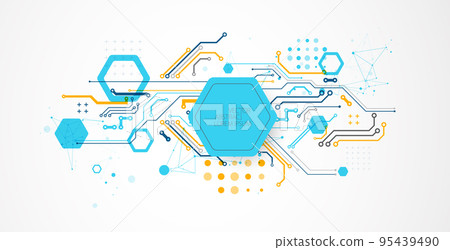 bstract technology concept. Circuit board, high computer color background. Vector illustration with space for content, web - template, business tech presentation. 95439490