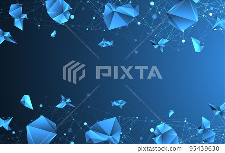 Connected polygons. Glowing blue plexus vector background, digital data visualization. Connected polygons. Glowing blue plexus vector background, digital data visualization. 95439630